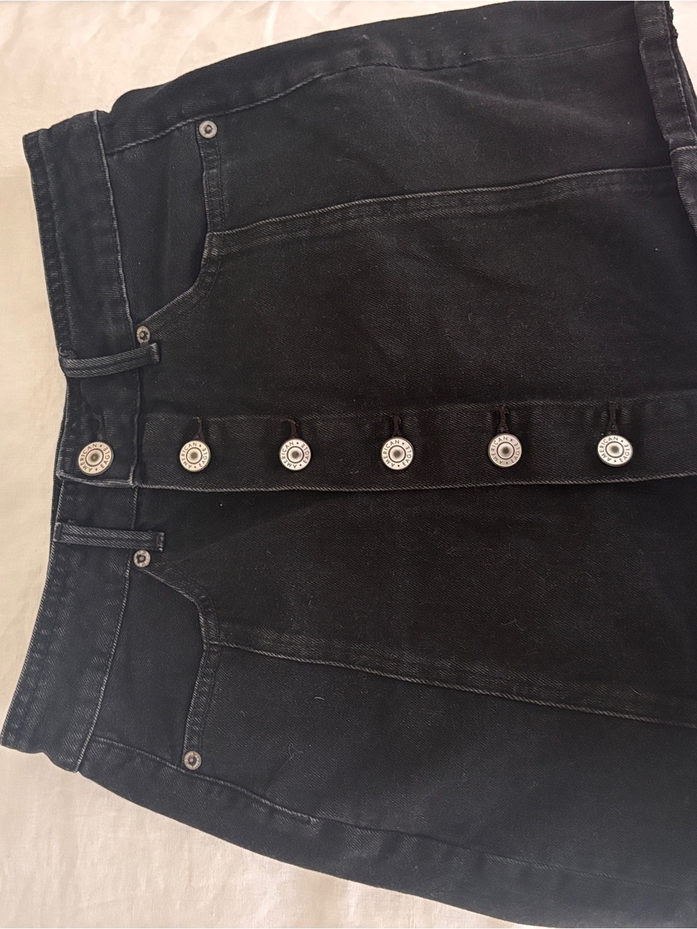 Black Button-Front Jean skirt